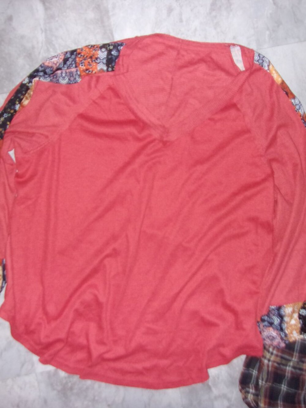 size 4x 4 x orange long sleeve waffle knit boho tee shirt womens tee t